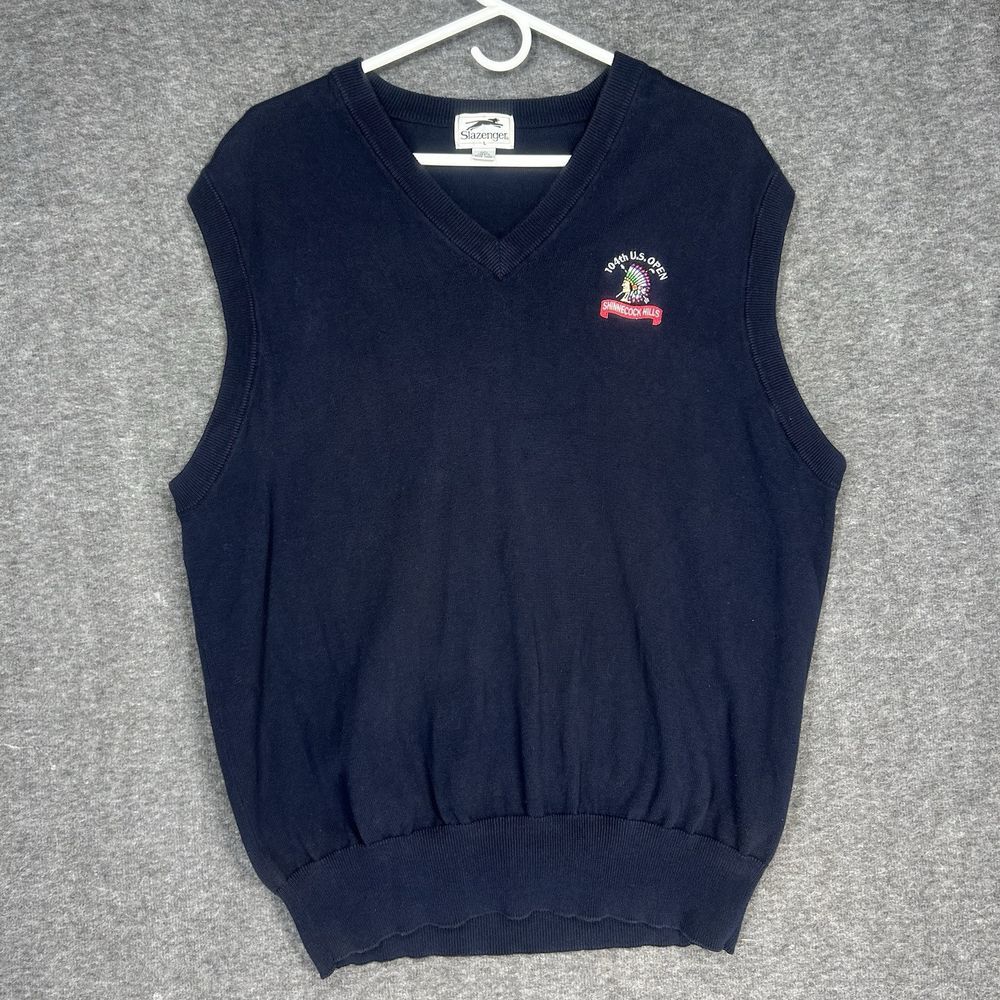 Vintage Slazenger Sweater Vest Mens L Blue SHINNECOCK HILLS 104th US OPEN‎